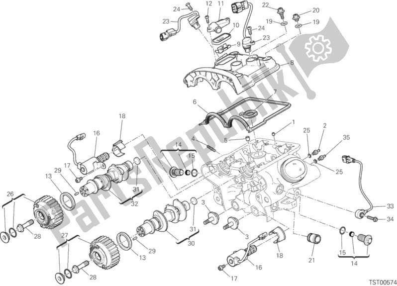 All parts for the Vertical Cylinder Head - Timing of the Ducati Diavel Xdiavel S Thailand 1260 2018